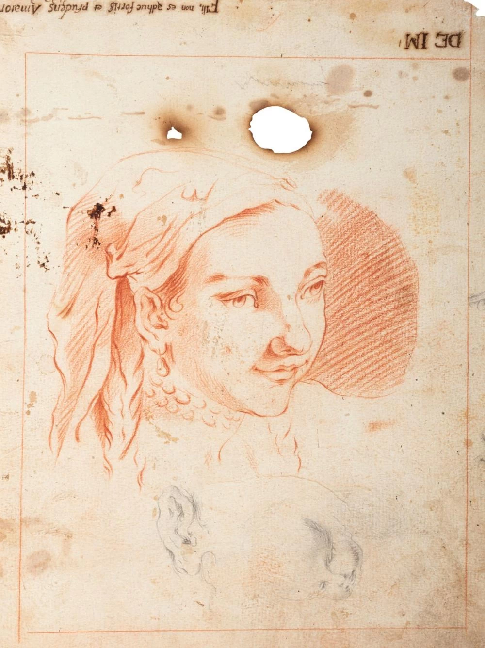 Testa di giovane donna con fazzoletto